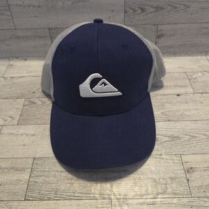 Quicksilver Hat Cap Snapback Trucker Blue White Adult One Size Mesh Back